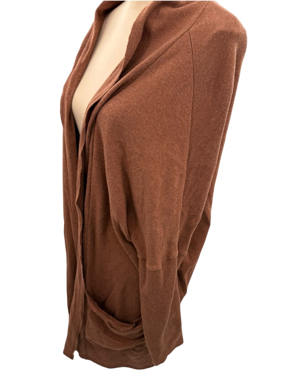 Pact Airplane Cardigan Women L/XL Rust Brown Organic Cotton Open Front Pockets - Picture 6 of 11